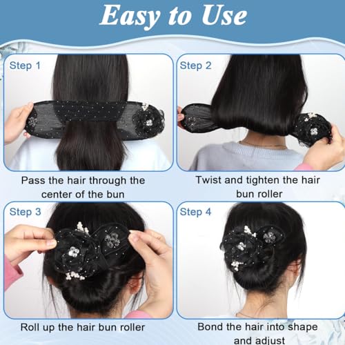 PALAY® Hair Bun Accessories for Women and Girls Floral Pearl Magic Maker for Long Thick Flawless French Clips Elegant Headpiece Birthday Gift 3 PCS PALAY® Hair Bun Accessories for Women and Girls Floral Pearl Magic Maker for Long Thick Flawless French Clips Elegant Headpiece Birthday Gift 3 PCS